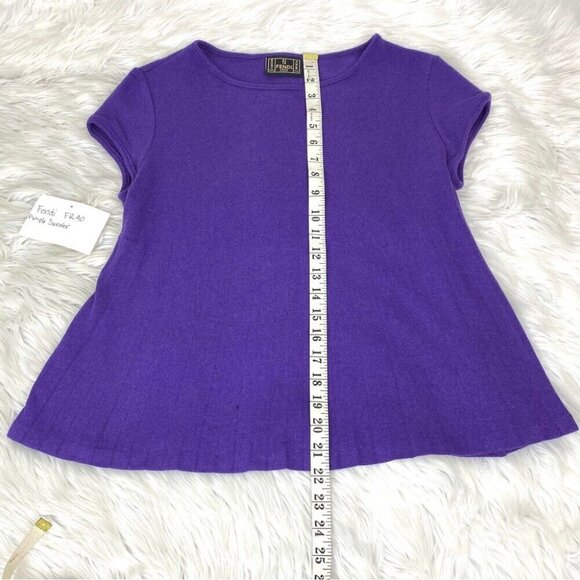 Fendi Roma Women’s Purple Angora Crew Neck Short Sleeve Knit Sweater EU44/C40 - Picture 14 of 15